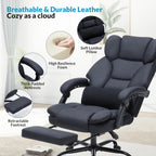 Office Chair with Foot Rest, Executive Office Chair with Arms, Reclining Computer Chair with Wheels and Lumbar Support, PU Le