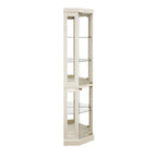 Corner Glass Cabinet Lighted Curio Cabinet Corner Display Case for Living Room, Curio Cabinet, Antique collection, Wine,Bar Glass Storage Light Included, Antique White - Grand Goldman Shop
