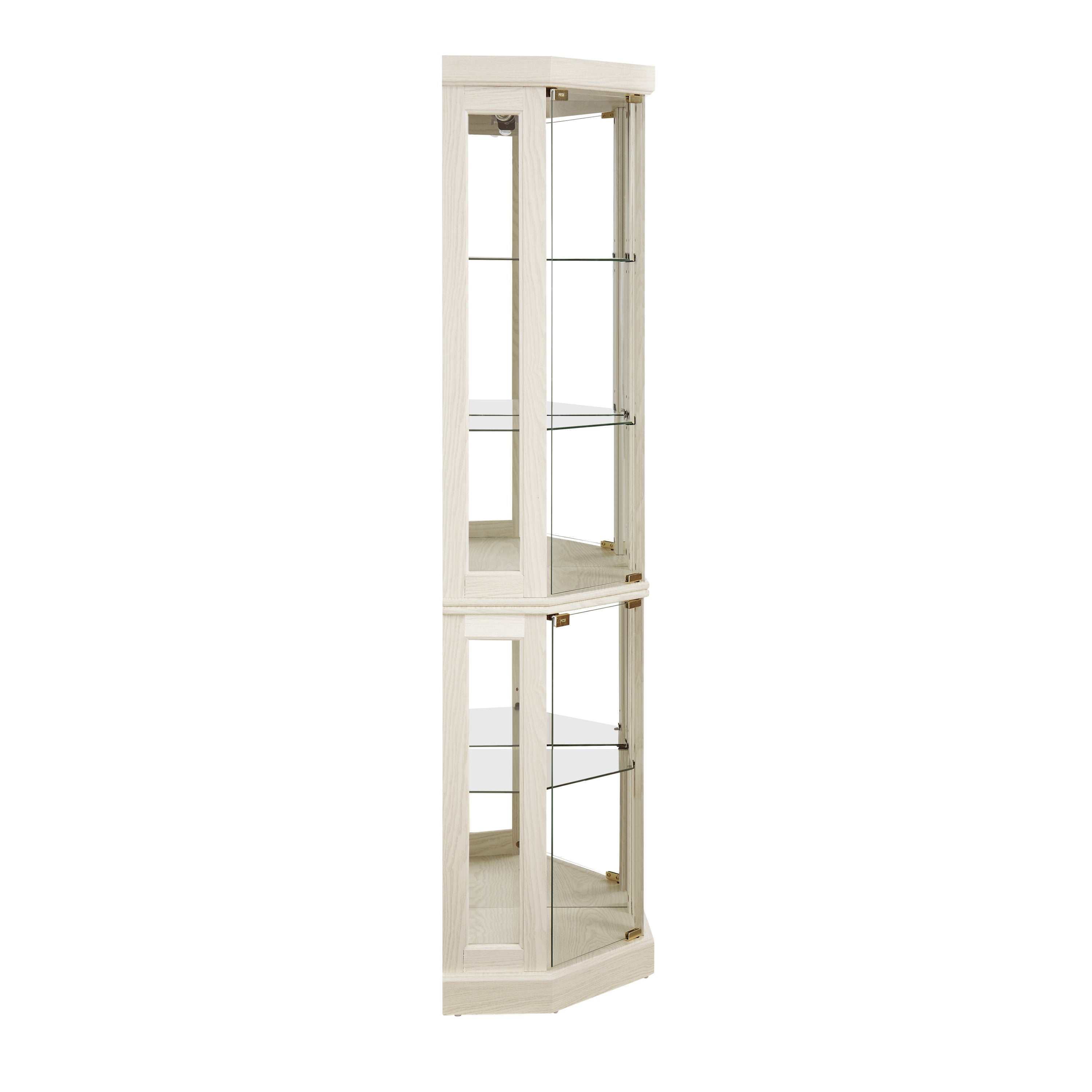 Corner Glass Cabinet Lighted Curio Cabinet Corner Display Case for Living Room, Curio Cabinet, Antique collection, Wine,Bar Glass Storage Light Included, Antique White - Grand Goldman Shop