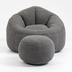 Bedding Bean Bag Sofa Chair with High-Pressure Foam and Footrest, Grey Microfiber - Grand Goldman Shop