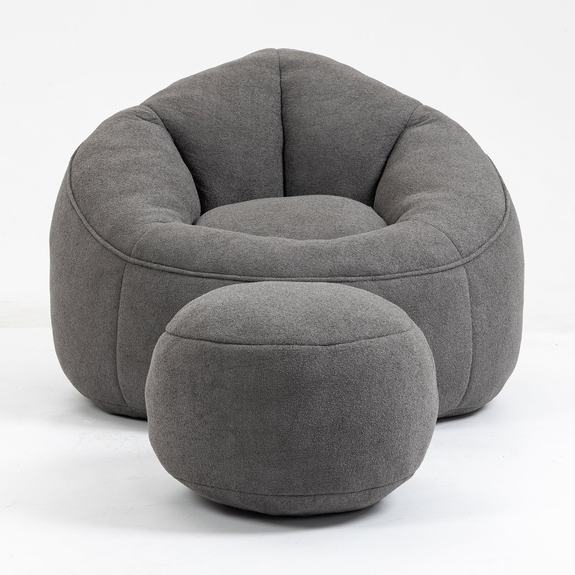 Bedding Bean Bag Sofa Chair with High-Pressure Foam and Footrest, Grey Microfiber - Grand Goldman Shop