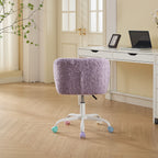 A&A Furniture Office Chair,Artificial rabbit hair Home Office Chair with Metal Base,Adjustable Desk Chair Swivel Office Chair