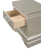 1pc Modern Glam Style Two Drawers Nightstand Champagne Finish Solid Wood Crystal-Like Diamond Tufted Crocodile Texture Bedroom Furniture - Grand Goldman Shop