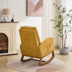 27.2'W Rocking Chair for Nursery, Polyester Glider Chair with High Back and Side Pocket, Rocking Accent Armchair with Rubber Wood Legs for Living Room/Bedroom.Mustard - Grand Goldman Shop