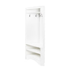 Minimalist Corner Hall Tree with Shoe Bench, Versatile Entryway Coat Rack with 4 Hooks, Corner Cabinet with Adjustable Shelf for Hallway, Living Room, White, 29.5''W*71.6''H (OLD SKU: N721P189665K) - Grand Goldman Shop