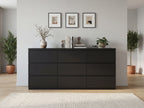 9 Drawer Dresser with No Handle Design, Modern Black Matte Wood Dresser for Bedroom, Storage Chest of Drawers for Living Room, Hallway, Entryway - Grand Goldman Shop