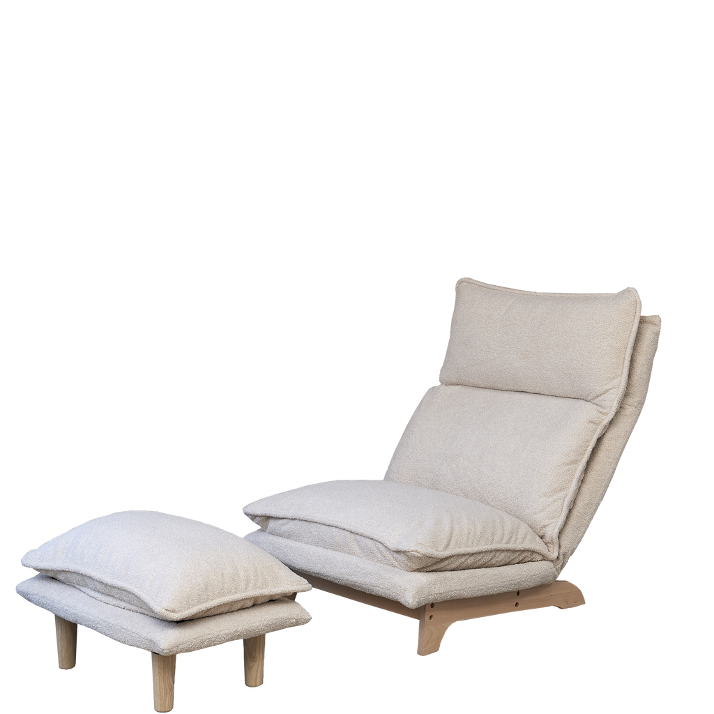 Foldable Metal Frame - Beige Reclining Single Sofa Chair for Bedroom or Balcony - Lazy Leisure Lounge Chair - Grand Goldman Shop