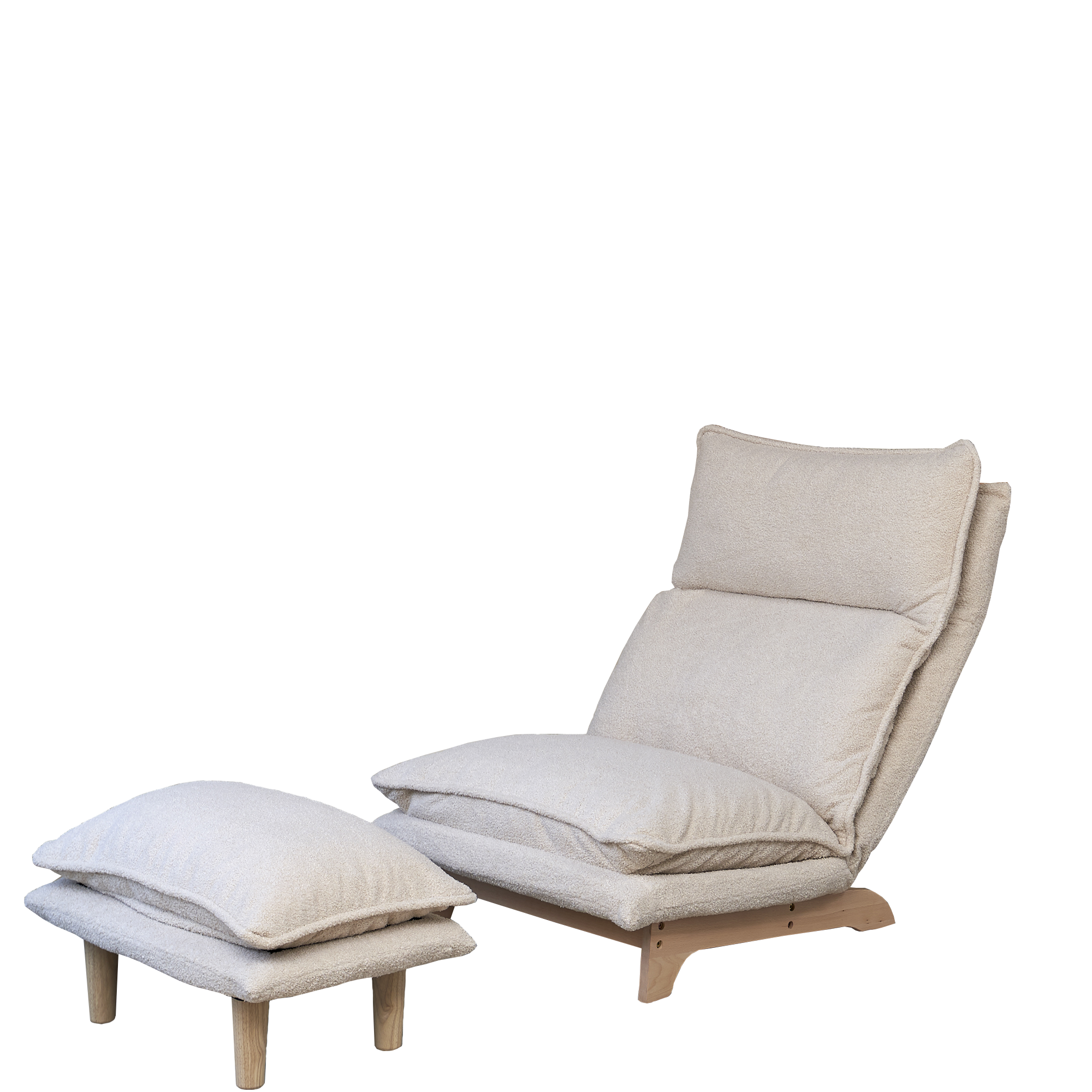 Foldable Metal Frame - Beige Reclining Single Sofa Chair for Bedroom or Balcony - Lazy Leisure Lounge Chair - Grand Goldman Shop