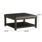 Large Square Ottoman Bench, faux leather Coffee Table Ottoman with rack & Solid Wood Legs, Oversized Ottoman for Living Room - Grand Goldman Shop