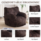 010-Soft Fluffy Corduroy Fabric Bean Bag Chair Filled With Memory Sponge,Brown - Grand Goldman Shop