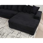 [NEW ARRIVED] [VIDEO PROVIDED] Oversized Two-Piece  Couches,  L Shaped Sofa, Corduroy, Right Chaise Daybed,with Armrests,Eight Throw Pillows,Corner Sofa,Easy To Assemble,  Black - Grand Goldman Shop