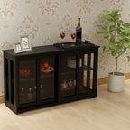 Kitchen Storage Stand Cupboard With Glass Door-Black - Grand Goldman Shop