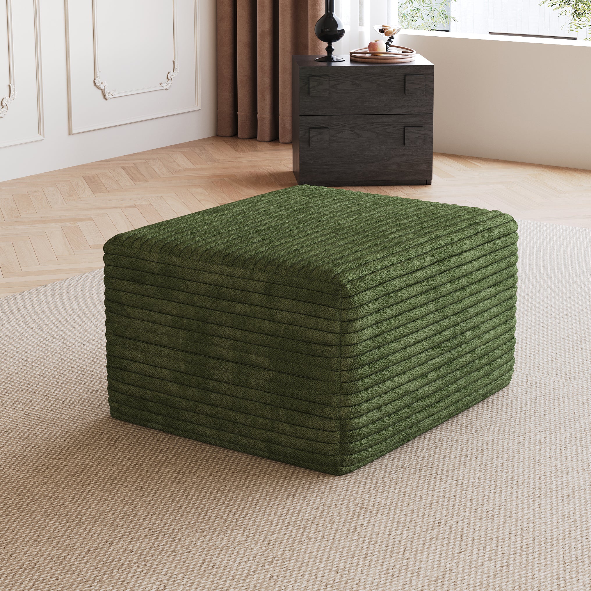 Sofa ottoman ,No Assembly Required,Green(Plush Corduroy Fabric) - Grand Goldman Shop