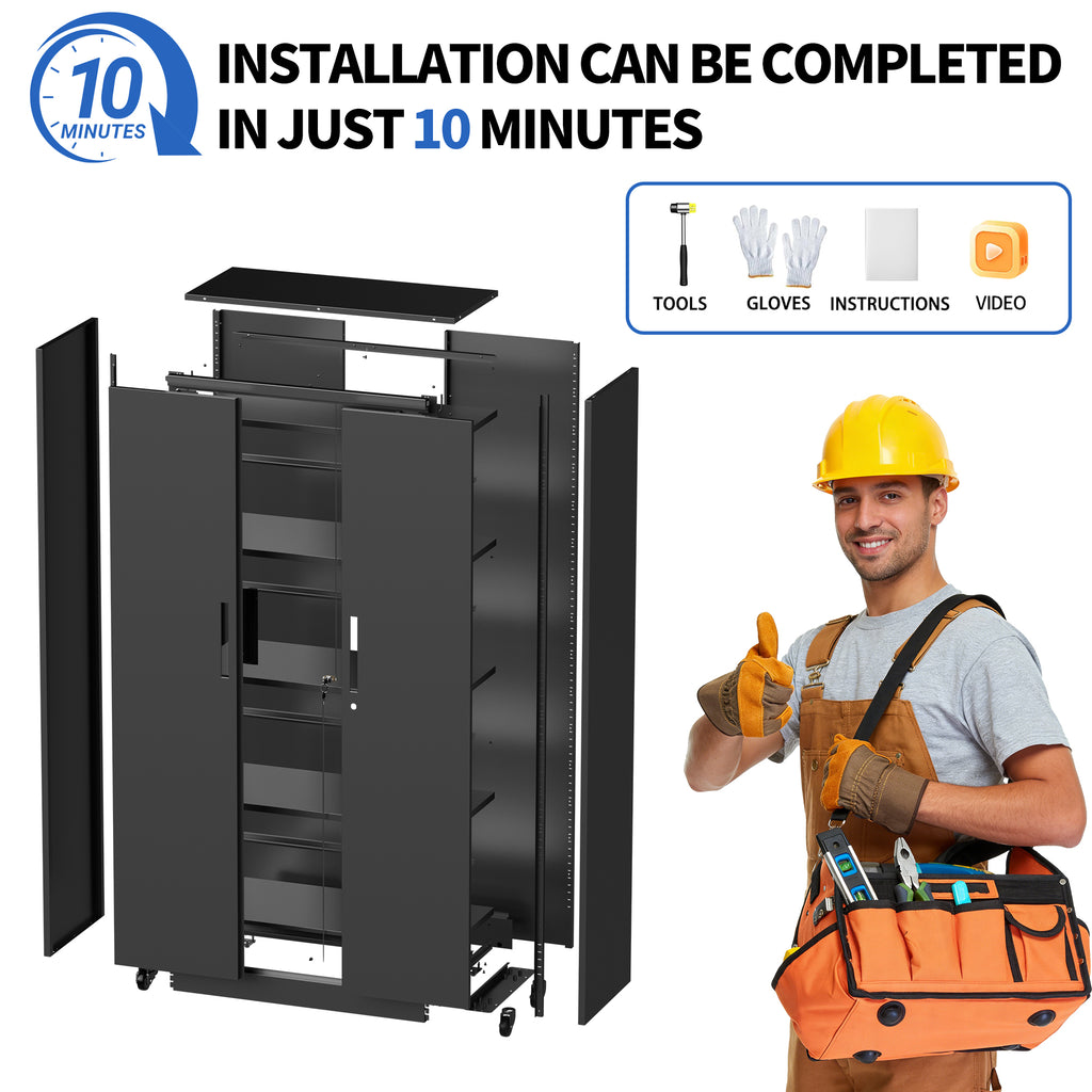 Heavy Duty Rolling Metal Cabinet with Lock, 71 inch Garage Storage Cabinet, 4 Adjustable Shelves (180lb Each), Black, for Too