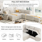 U_STYLE L-shaped Pull-Out Sofa Bed with Storage, USB Ports, and Cup Holders, Modular Design for Living Rooms, Offices & Apartments - Grand Goldman Shop