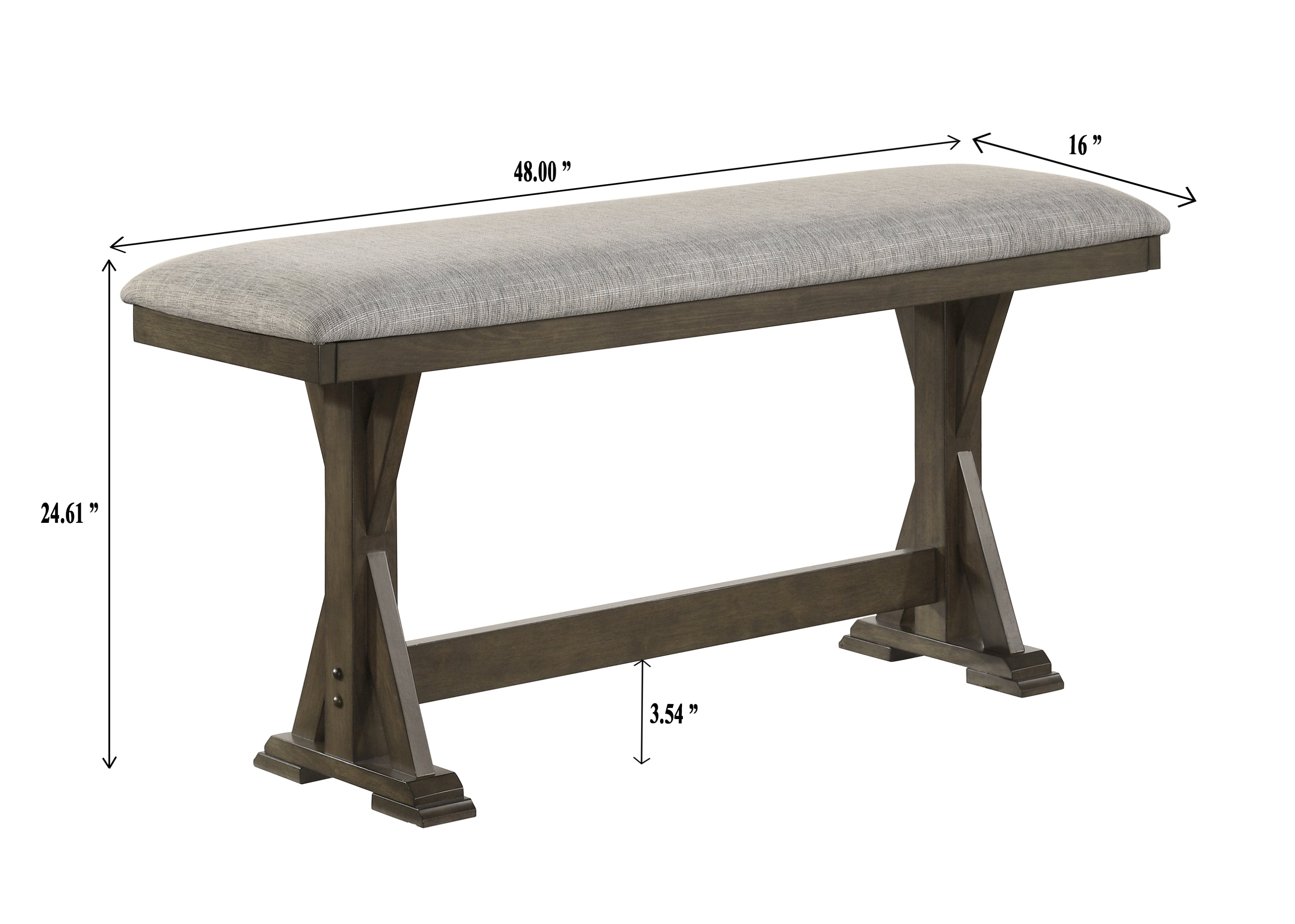 1pc Rustic Upholstered Counter Height Dining Bench Rich Wood Finish Wooden Dining Room Furniture Brown - Grand Goldman Shop