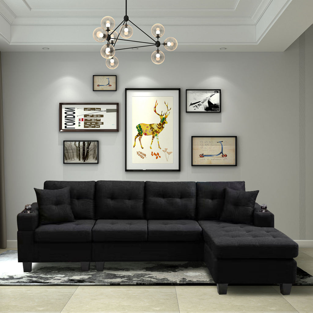 MEGA right sectional sofa with footrest, convertible corner sofa with armrest storage, living room and apartment sectional sofa, right chaise longue and grey - Grand Goldman Shop