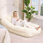 [NEW ARRIVED] [VIDEO PROVIDED] Human Dog Bed,Lazy Sofa,5-Position Adjustable Convertible,Floor Gaming Chair,bedroom, living room,Suitable for gaming, meditation,relaxation,Plush Fabric,Beige - Grand Goldman Shop