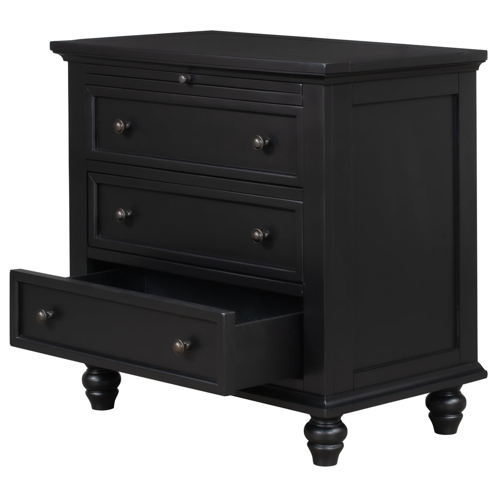 U_STYLE 27.6'' Painted Nightstand with pull-out tray, Fashion Bedside Cabinet with 3 Drawers, Minimalist Sofa Side Table with rubber legs and Metal handle for Bedroom Sofa Couch Office - Grand Goldman Shop