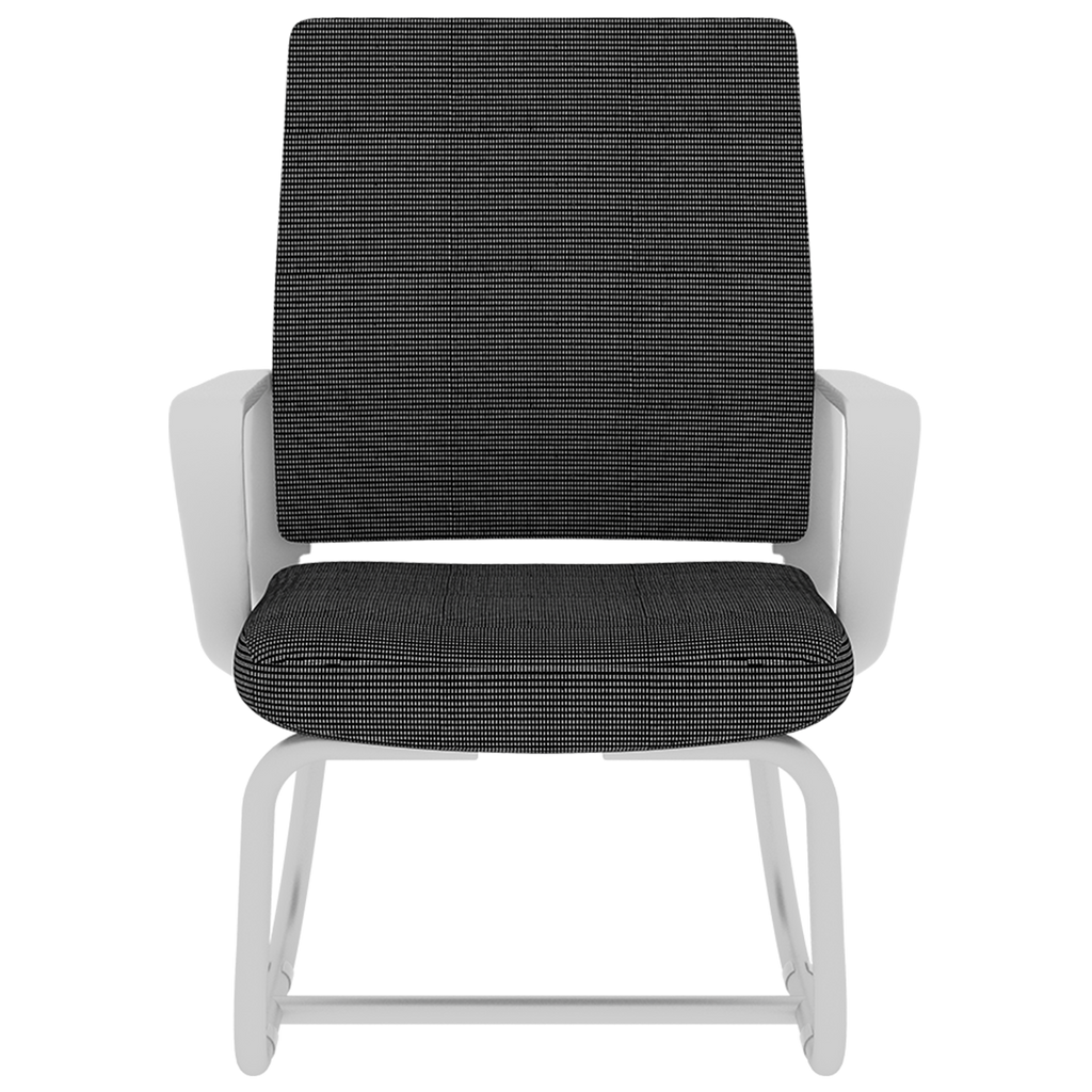 Minimalist Modern Office Chair with Metal Frame, Soft Mesh Backrest, Comfortable Polyurethane Cushion, White+Black, Suitable 