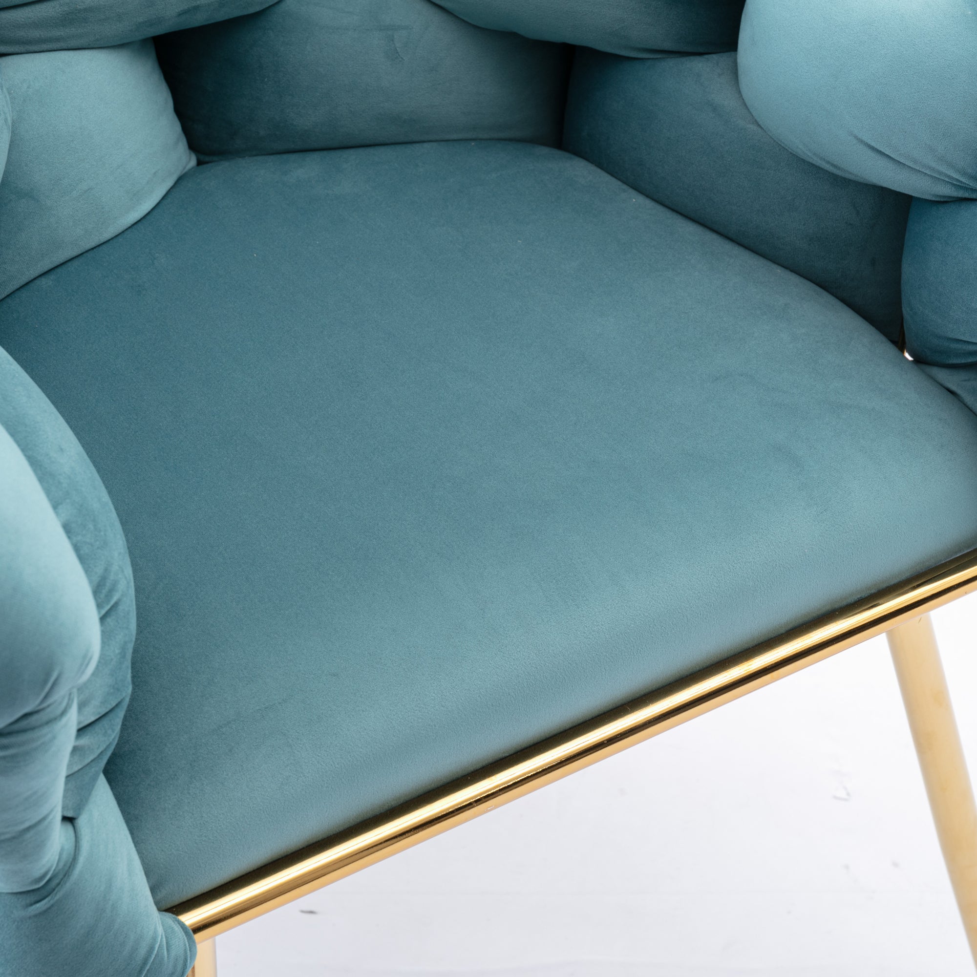 Luxury Modern Simple Leisure Velvet Single Sofa Chair Bedroom Lazy Person Household Dresser Stool Manicure Table Back Chair Blue - Grand Goldman Shop