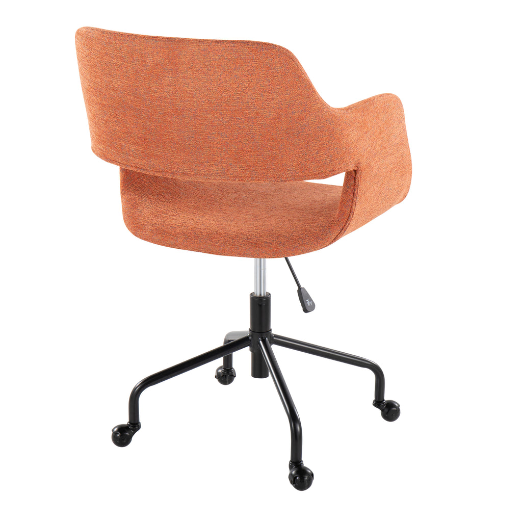 Contemporary Adjustable Office Chair in Black Metal and Orange Fabric | Premium Home Decor - Grand Goldman