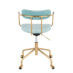 Contemporary Office Chair in Gold Metal and Light Blue Velvet | Premium Home Decor - Grand Goldman