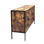 Industrial Style 6 Drawer Double Dresser,Rustic Brown Wood Storage Dresser Clothes Organizer with Sturdy Steel Frame, Chest with 6 Drawer, Storage Cabinet for Bedroom, Living Room - Grand Goldman Shop
