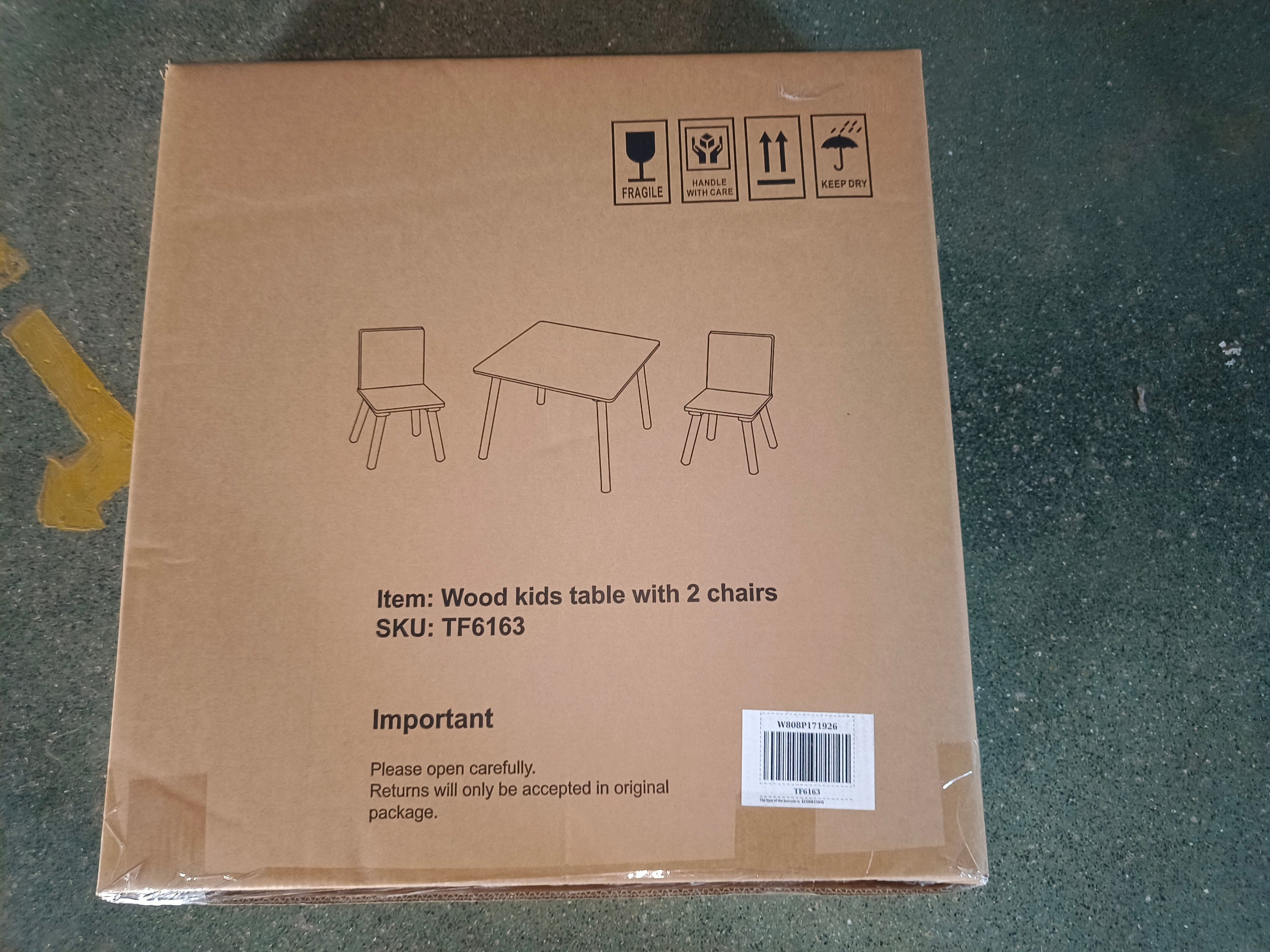 White Wooden Kids Table and 2 Chairs Set, 3-Piece Toddler Activity Play Table with Solid Wood & MDF Construction, Compact Siz