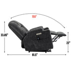 EMON'S Large Power Lift Recliner Chair with Massage and Heat for Elderly, Overstuffed Wide Recliners, Heavy Duty Motion Mechanism with USB and Type C Ports, 2 Steel Cup Holders, Gray - Grand Goldman Shop