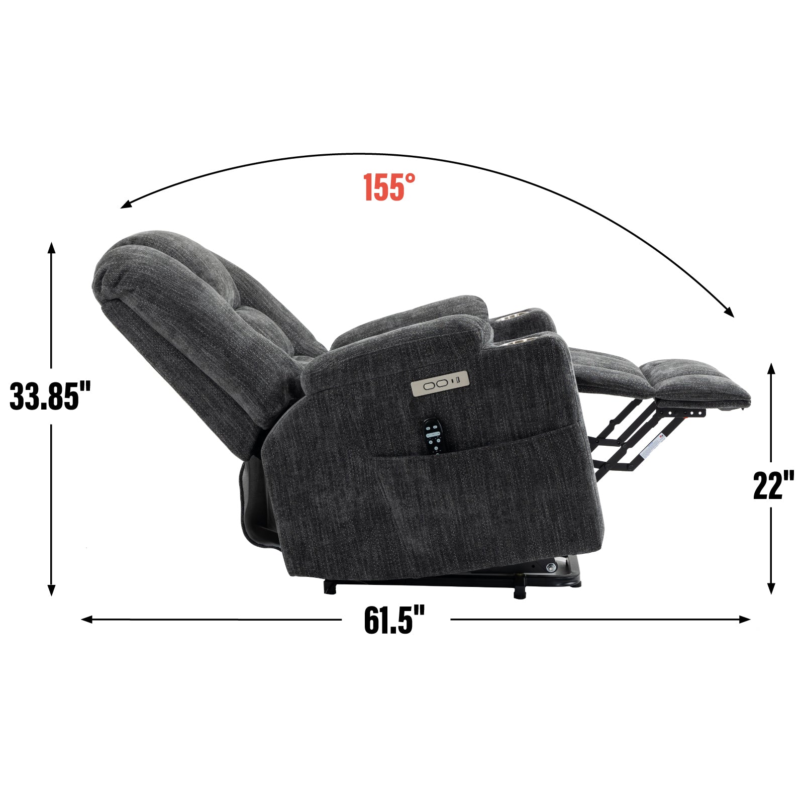 EMON'S Large Power Lift Recliner Chair with Massage and Heat for Elderly, Overstuffed Wide Recliners, Heavy Duty Motion Mechanism with USB and Type C Ports, 2 Steel Cup Holders, Gray - Grand Goldman Shop