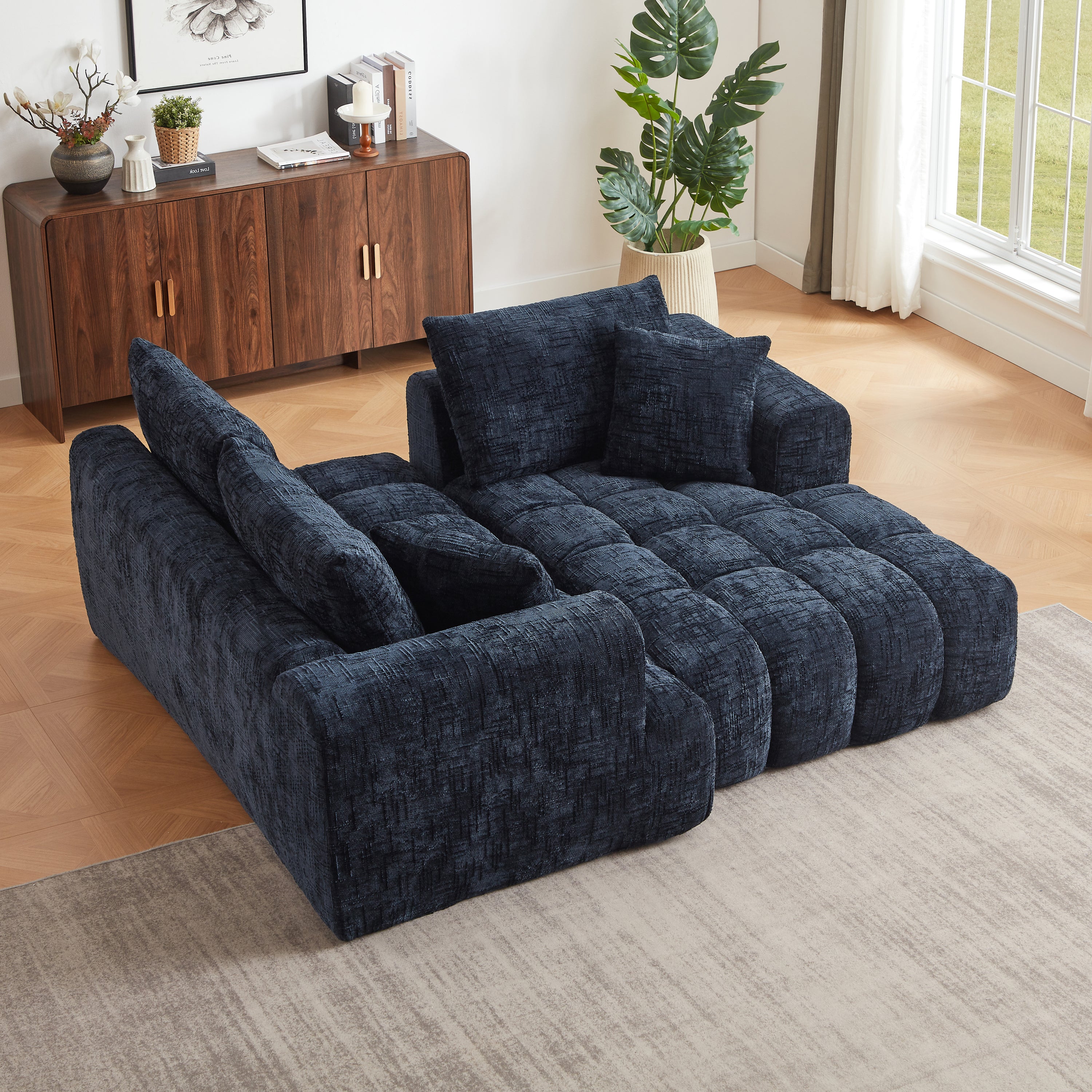 Chenille L-Shape Luxury Sectional Oversized Sofa,Mnimalist Design,Comfy Sleeper Couch for Living Room,Apartment&Reception Spaces,No Assembly Required - Grand Goldman Shop