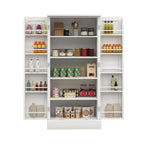 50' LED Kitchen Pantry Cabinet,Freestanding Buffet Cupboards Sideboard with 2 Doors with Racks and 2 Adjustable Shelves for Kitchen, Living Room and Dinning Room-White - Grand Goldman Shop