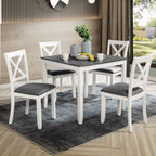 Modern 5-Piece Dining Table Set with 4 Chairs for Kitchen or Dining Room – Grey & White Two-Tone - Grand Goldman Shop