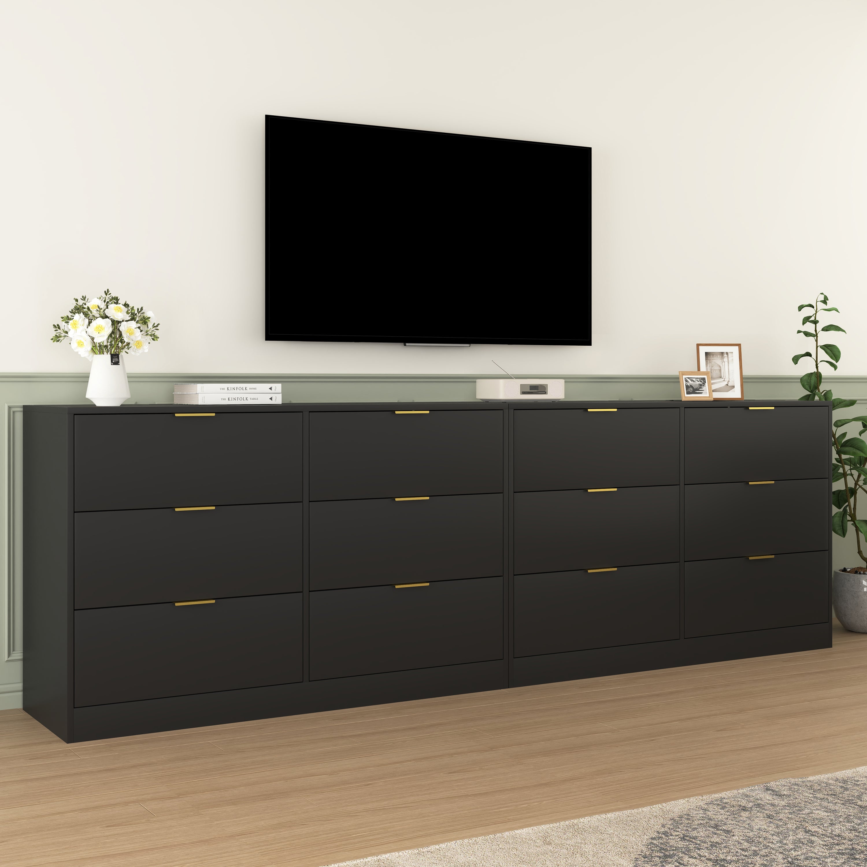 Simply Modern 6-Drawer Dresser, Chest of Drawers for Bedroom, Living Room, Hallway, and Entryway - Large Storage Cabinet Black - Grand Goldman Shop