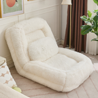 [NEW ARRIVED] [VIDEO PROVIDED] Human Dog Bed,Lazy Sofa,5-Position Adjustable Convertible,Floor Gaming Chair,bedroom, living room,Suitable for gaming, meditation,relaxation,Plush Fabric,Beige - Grand Goldman Shop