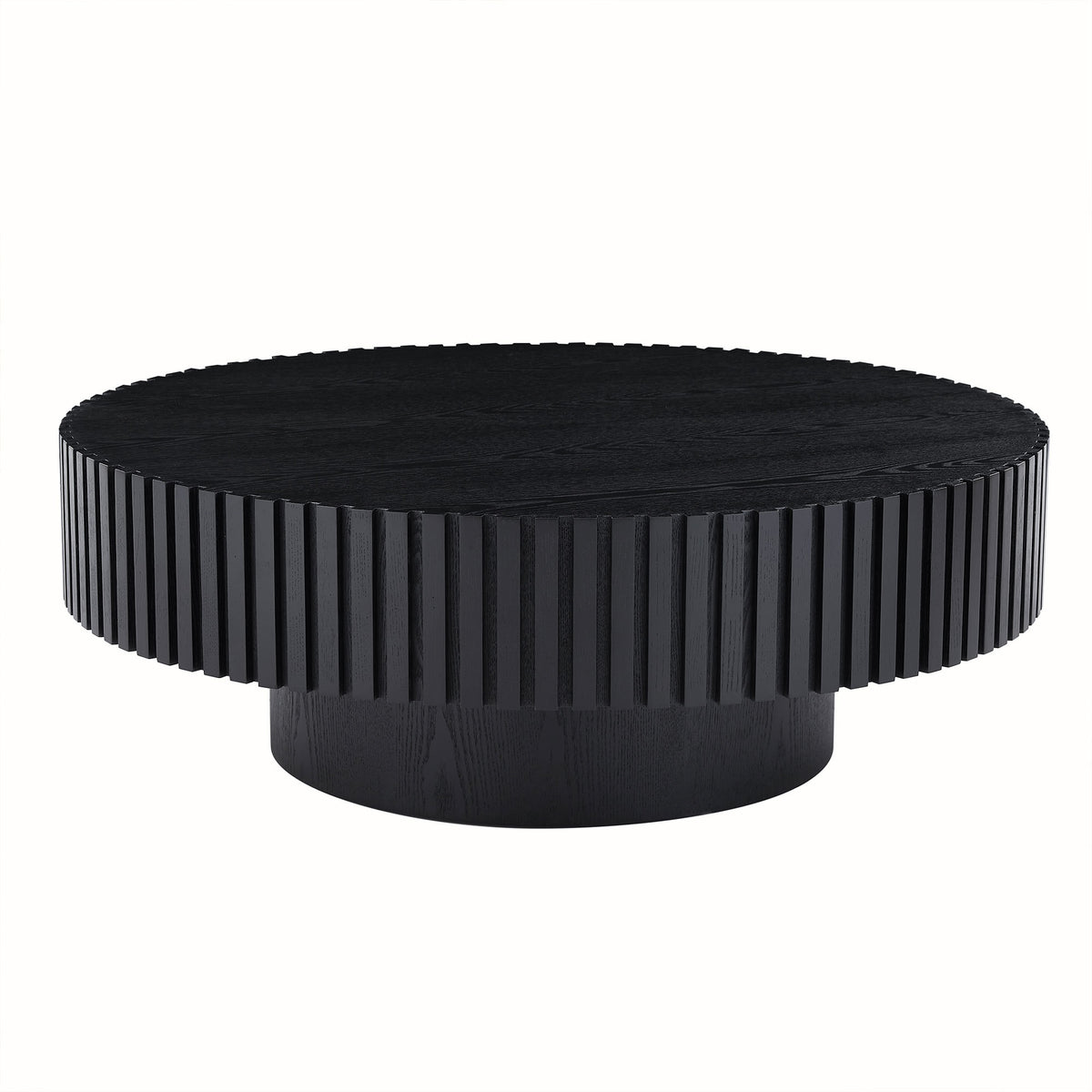 31.49'' Nesting Round Wood Coffee table for Apartment, Modern Living Room Coffee Table with Sturdy Pedestal ,BLACK (Same Sku:W876P243950) - Grand Goldman Shop