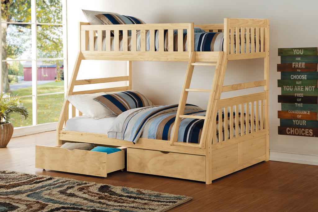 Natural Pine Finish 2pcs Storage Boxes with Caster Wheels Transitional Bedroom Furniture Under-Bed Toy Boxes - Grand Goldman Shop