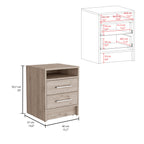 Eter Nightstand , End Table, Side Table Superior Top, Two Drawers -Light Gray - Grand Goldman Shop