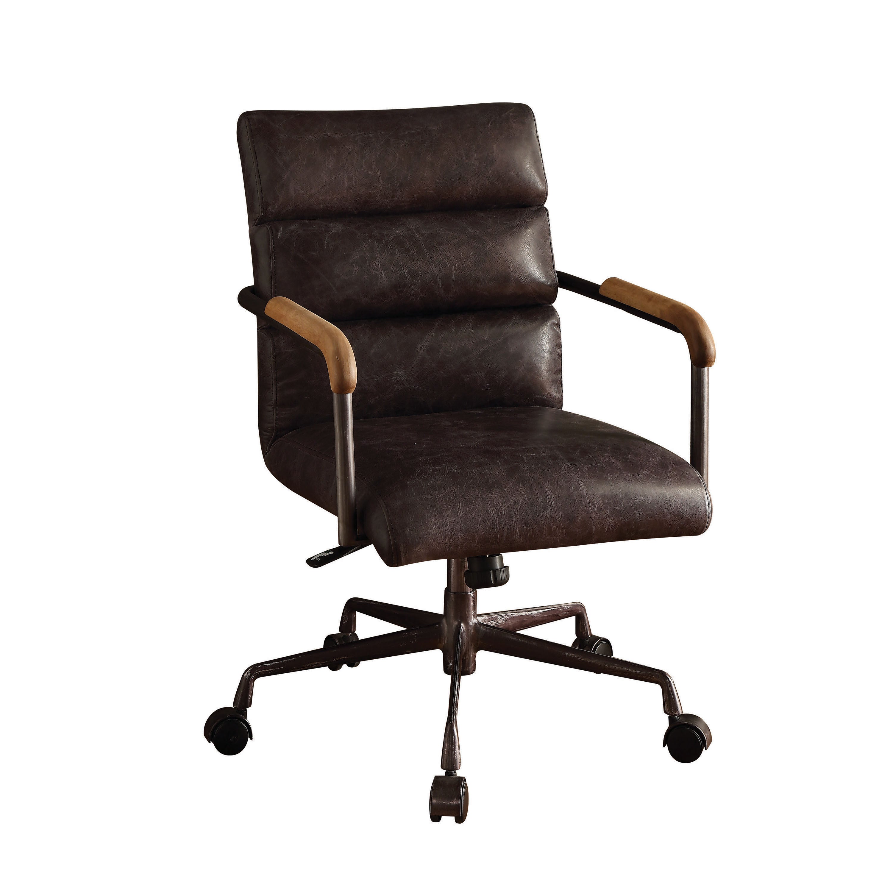 Harith Antique Slate Top Grain Leather Office Chair with Adjustable Height and Swivel Seat | Premium Home Decor - Grand Goldm