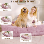 [NEW ARRIVED] [VIDEO PROVIDED] Human Dog Bed,Lazy Sofa,5-Position Adjustable Convertible,Floor Gaming Chair,bedroom, living room,Suitable for gaming, meditation,relaxation,Plush Fabric,Pink - Grand Goldman Shop