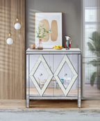 Storage Cabinet With Mirror Trim And Diamond Shape Design  Spliced Combination For Living Room, Dining Room, Entryway, Kitchen - Grand Goldman Shop