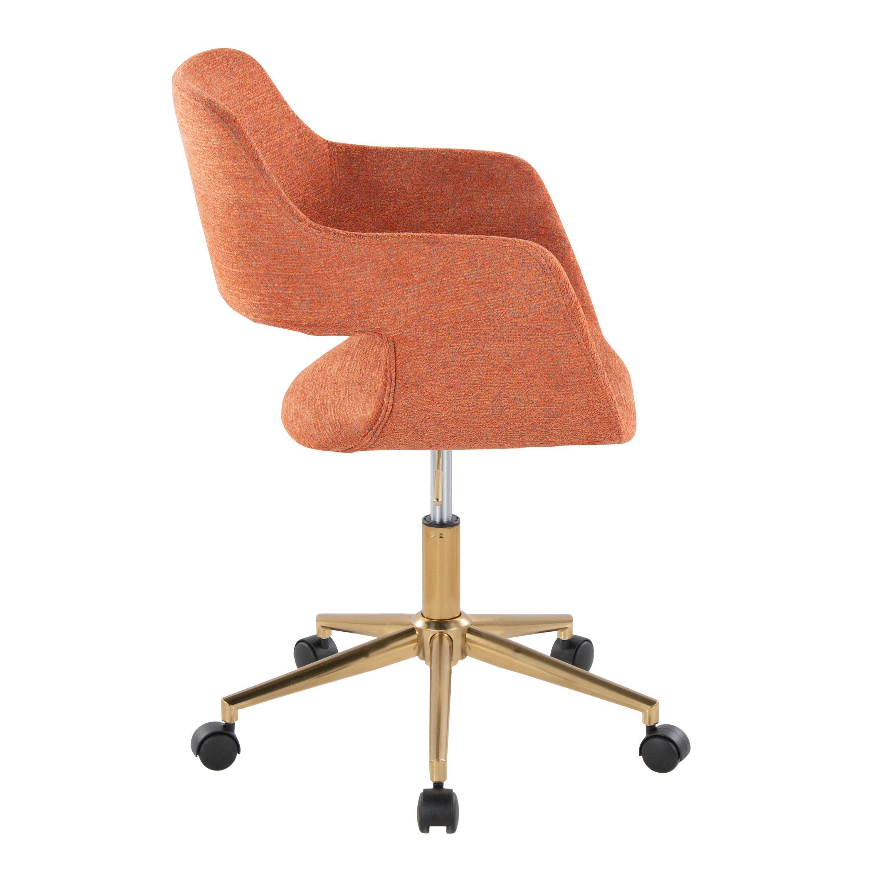 Contemporary Task Chair in Gold Metal and Orange Fabric | Premium Home Decor - Grand Goldman