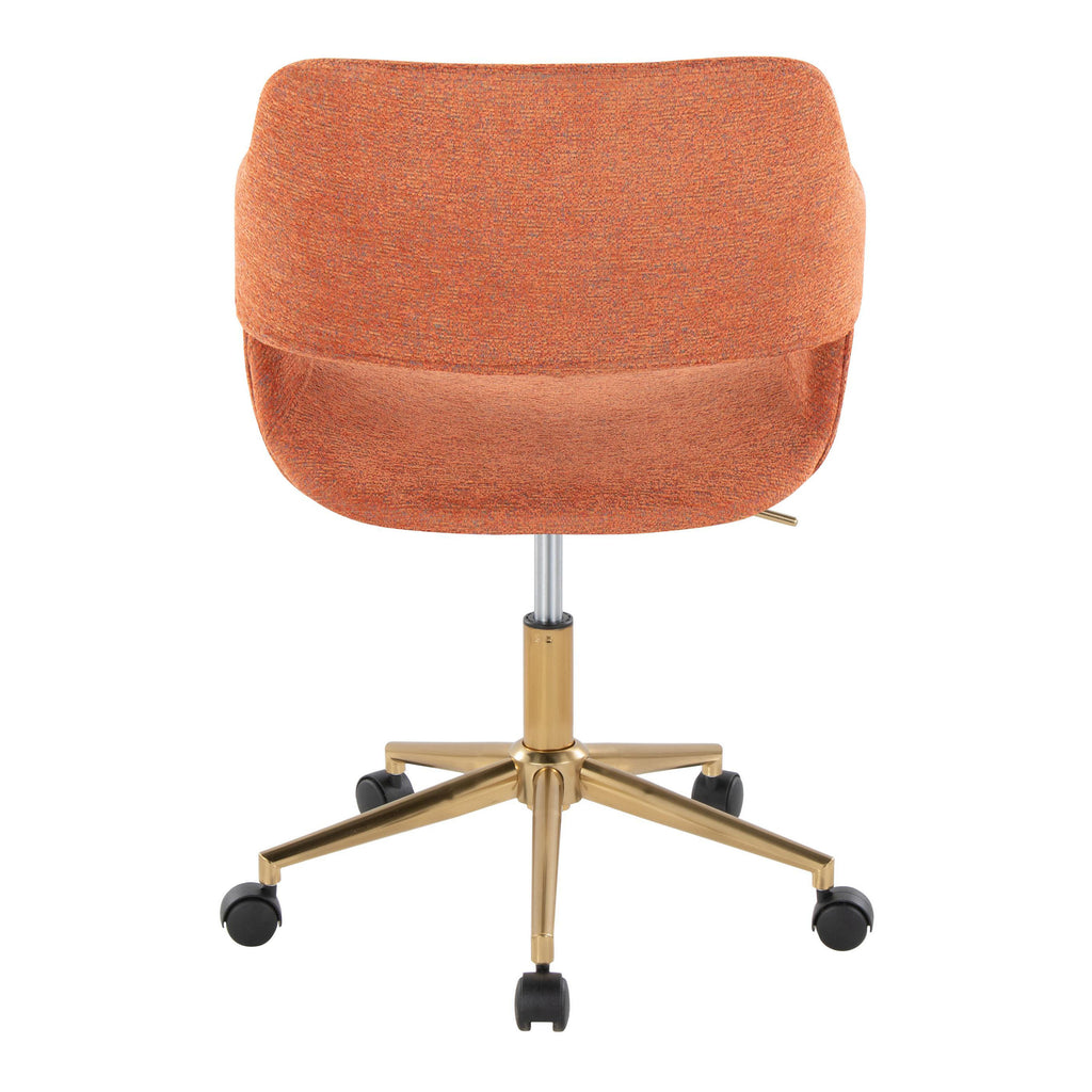 Contemporary Task Chair in Gold Metal and Orange Fabric | Premium Home Decor - Grand Goldman