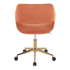 Contemporary Task Chair in Gold Metal and Orange Fabric | Premium Home Decor - Grand Goldman