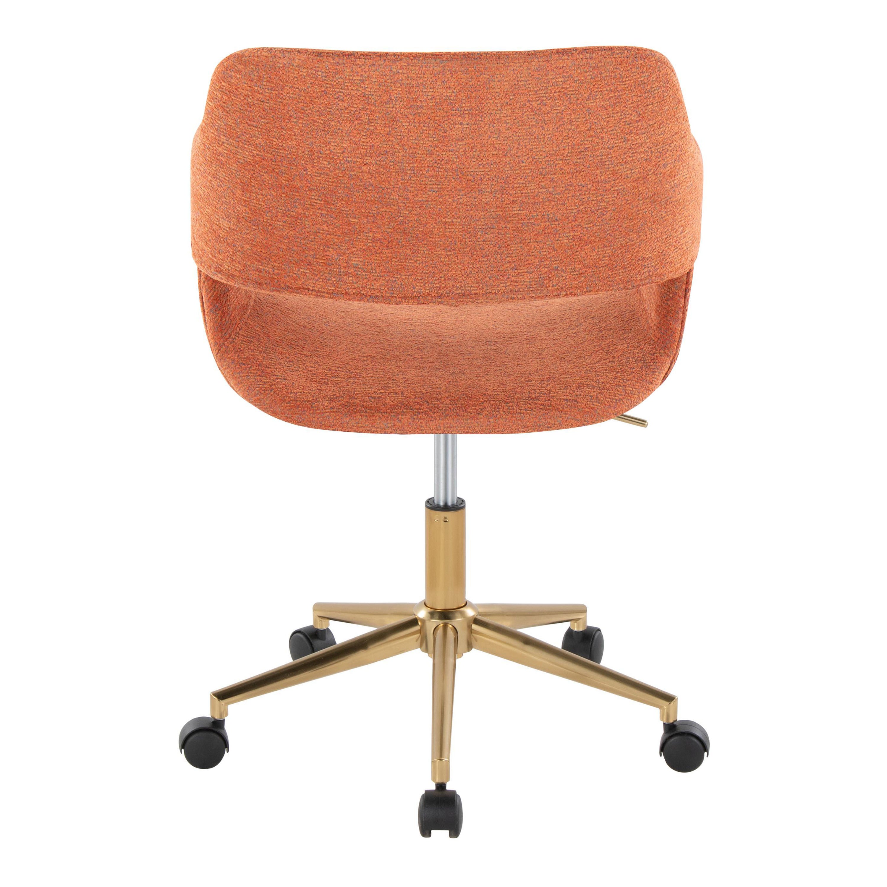 Contemporary Task Chair in Gold Metal and Orange Fabric | Premium Home Decor - Grand Goldman
