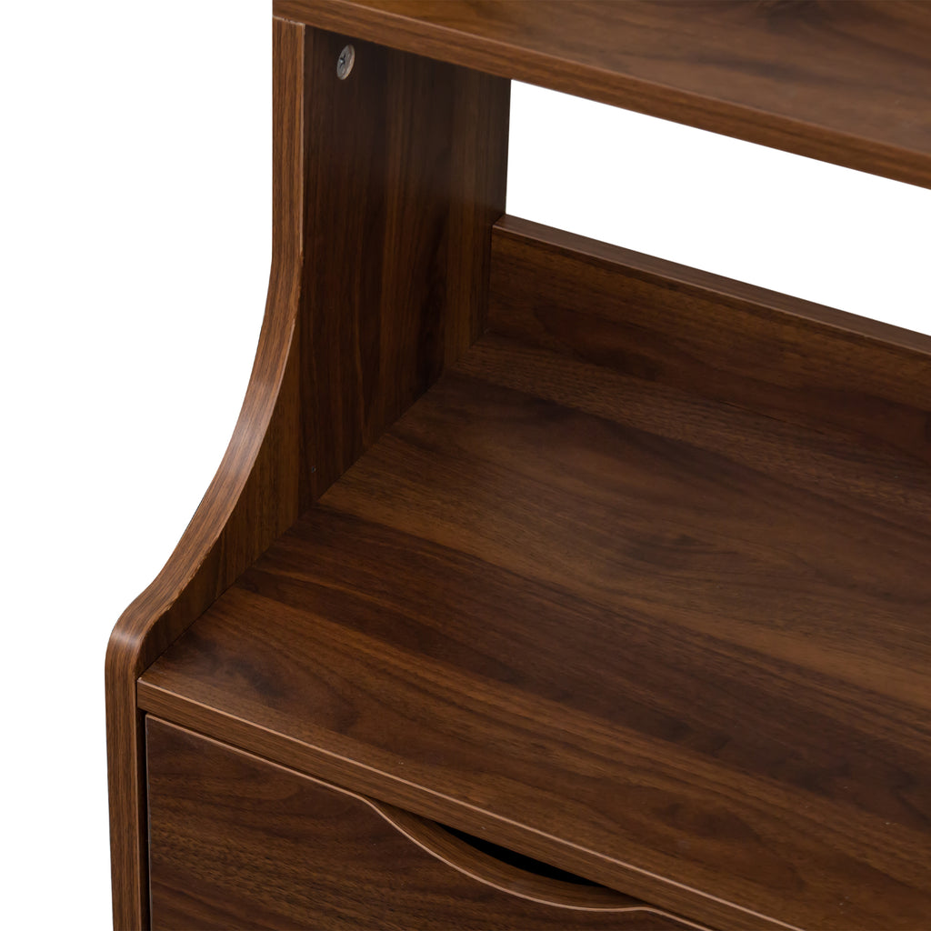 Night Stand with Bookshelf, Night Stand with 2 Storage Drawers for Bedroom - Grand Goldman Shop