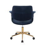 Mid-Century Modern Office Chair in Gold Metal and Blue Velvet - Grand Goldman