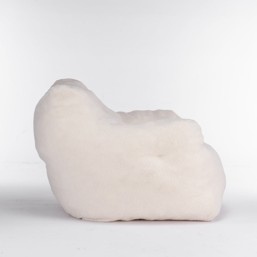 Ivory White Soft Teddy Fabric Tufted Foam Bean Bag Chair with Memory Sponge - Grand Goldman Shop