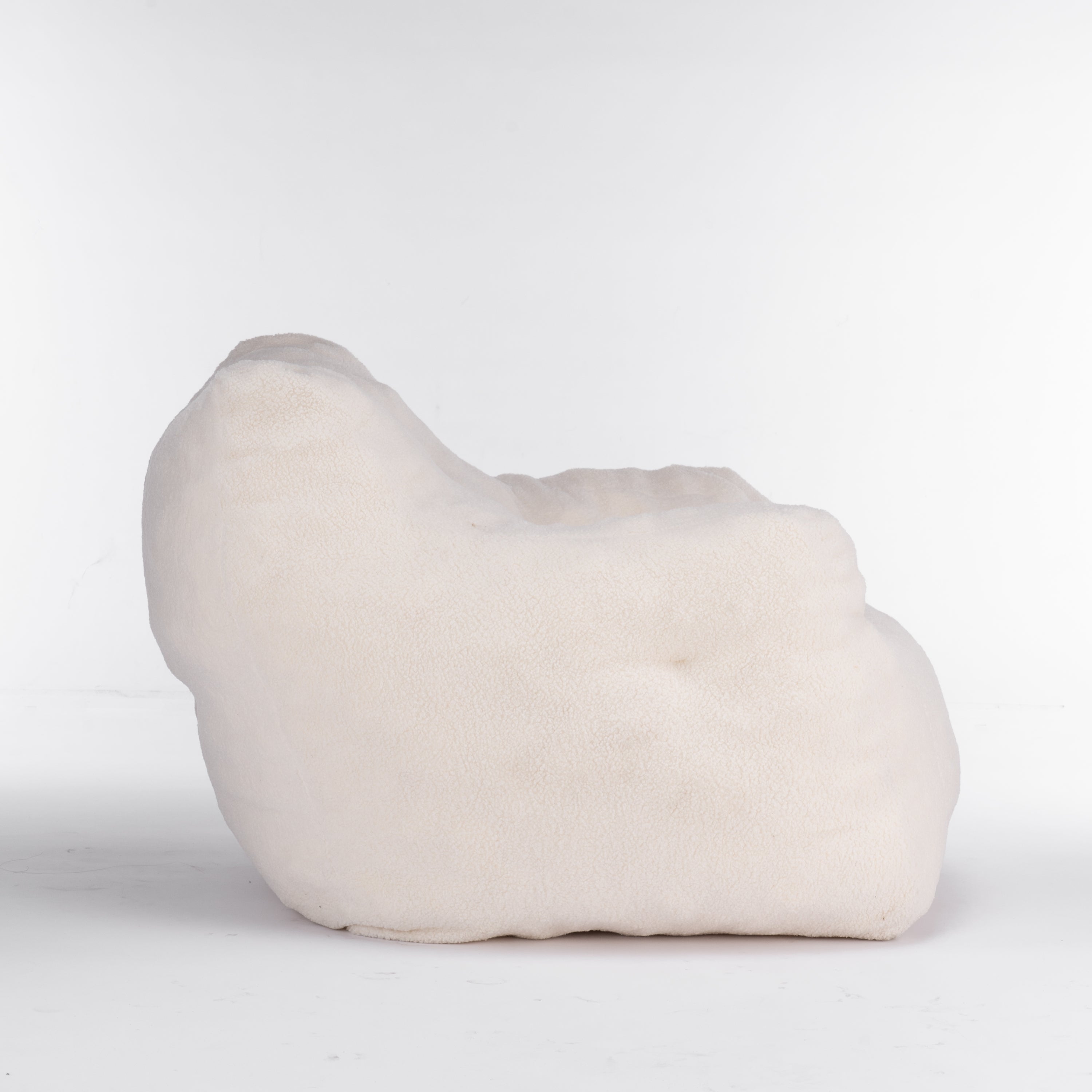 Ivory White Soft Teddy Fabric Tufted Foam Bean Bag Chair with Memory Sponge - Grand Goldman Shop